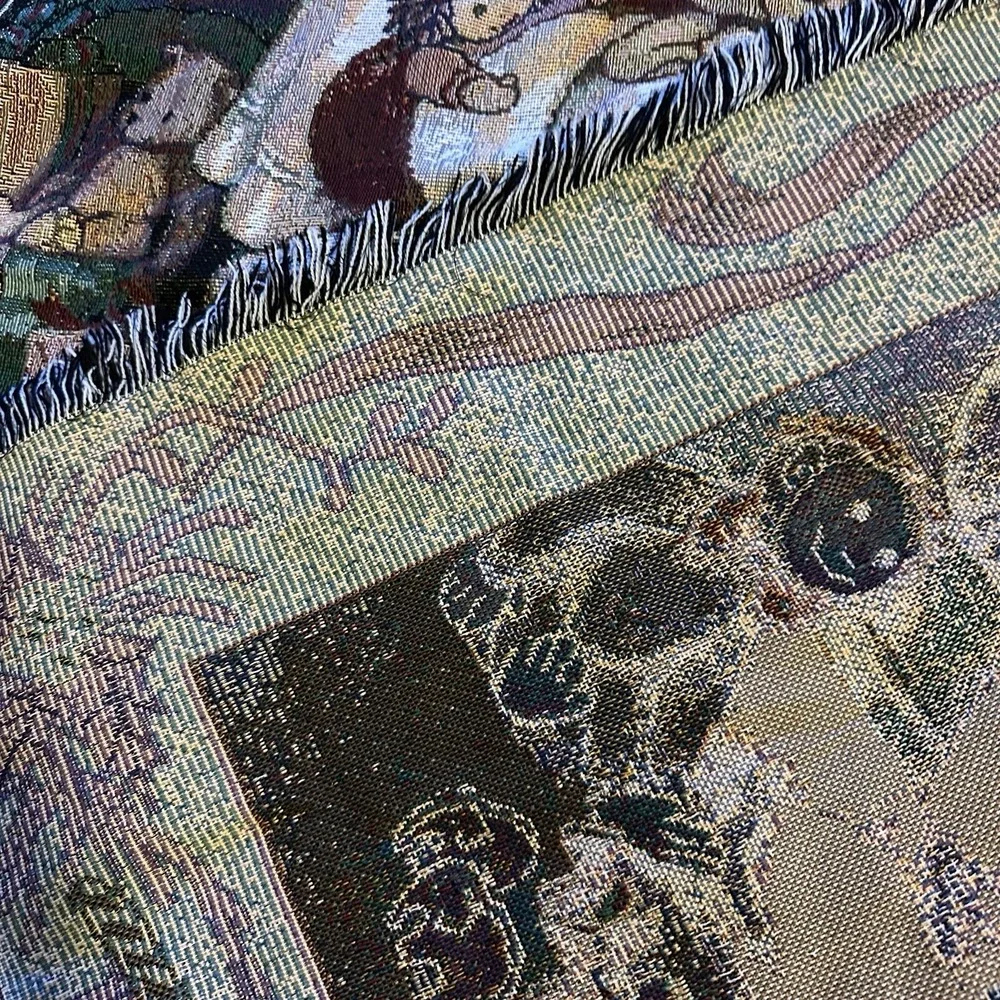 American Needle Point Tapestry Santa‎ Claus Christmas Throw Blanket 60